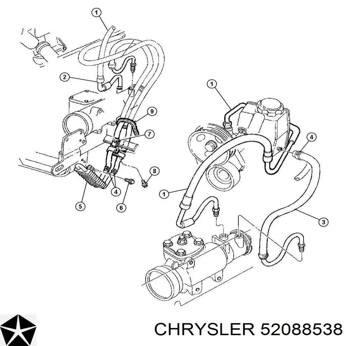 Шланг ГУР высокого давления 52088538 Chrysler