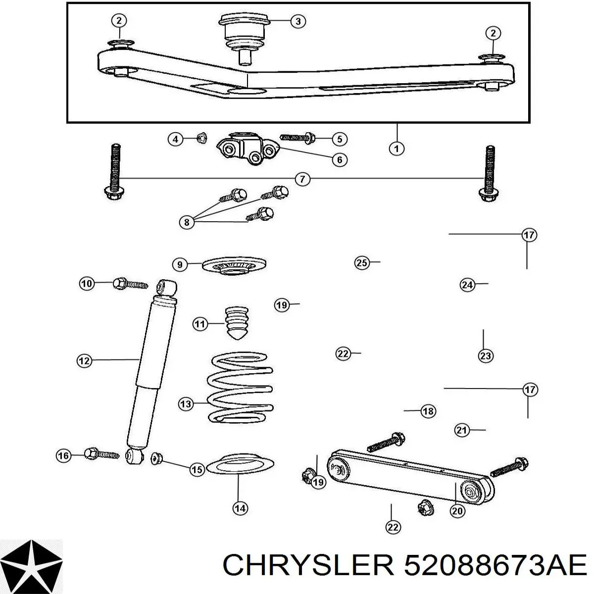 52088673AE Chrysler амортизатор задний