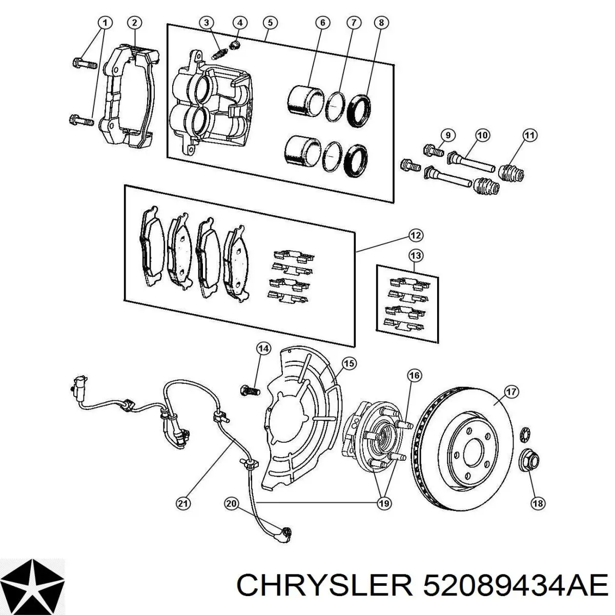 52089434AE Chrysler ступица передняя