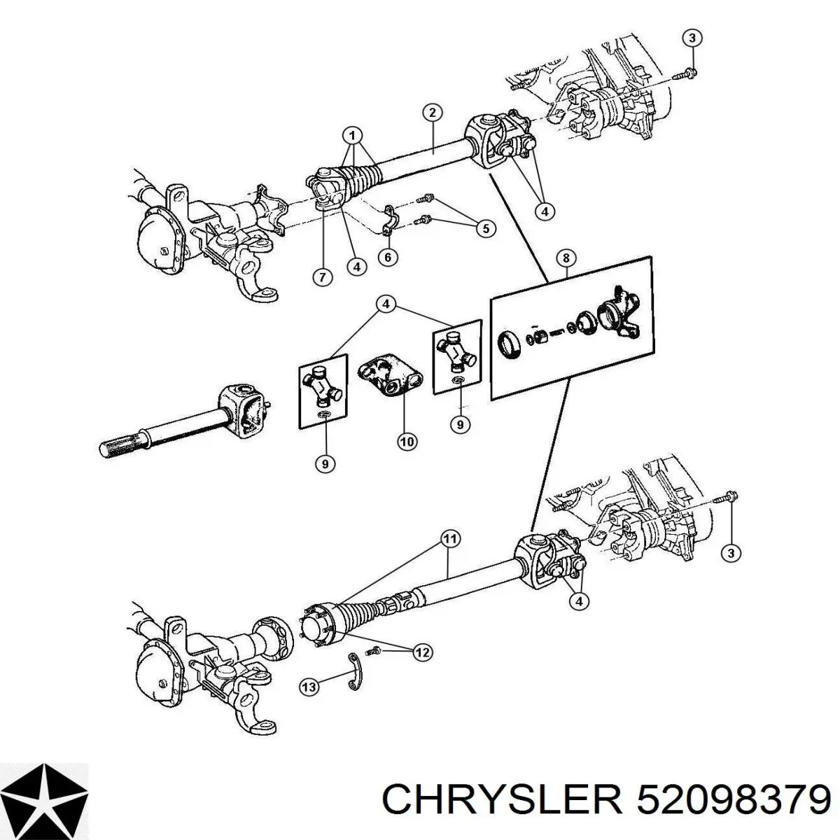 Вал карданный к переднему мосту Chrysler 52098379 цена, от 184.28 USD