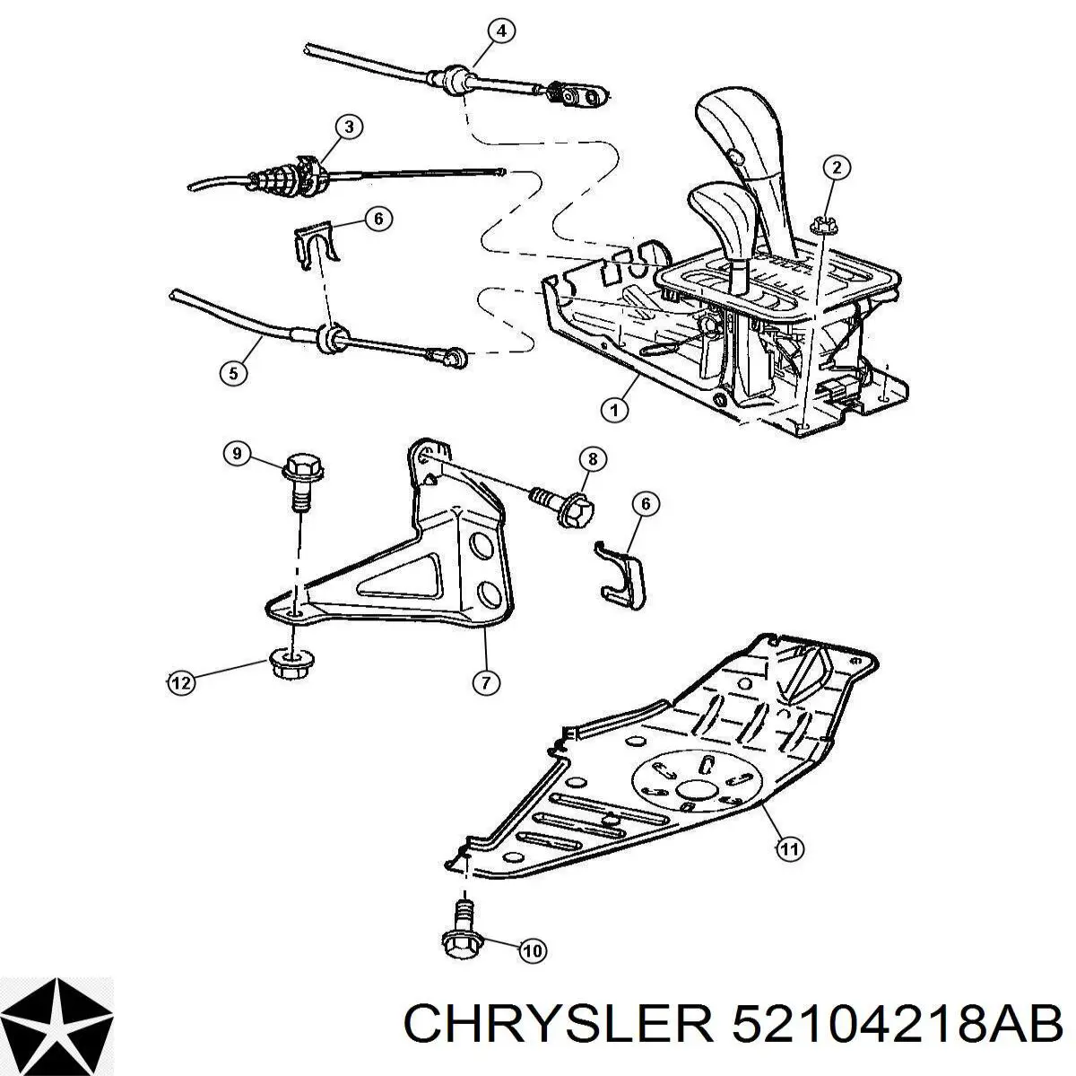 Трос переключения передач, селектора Chrysler 52104218AB цена, от 11.63 USD