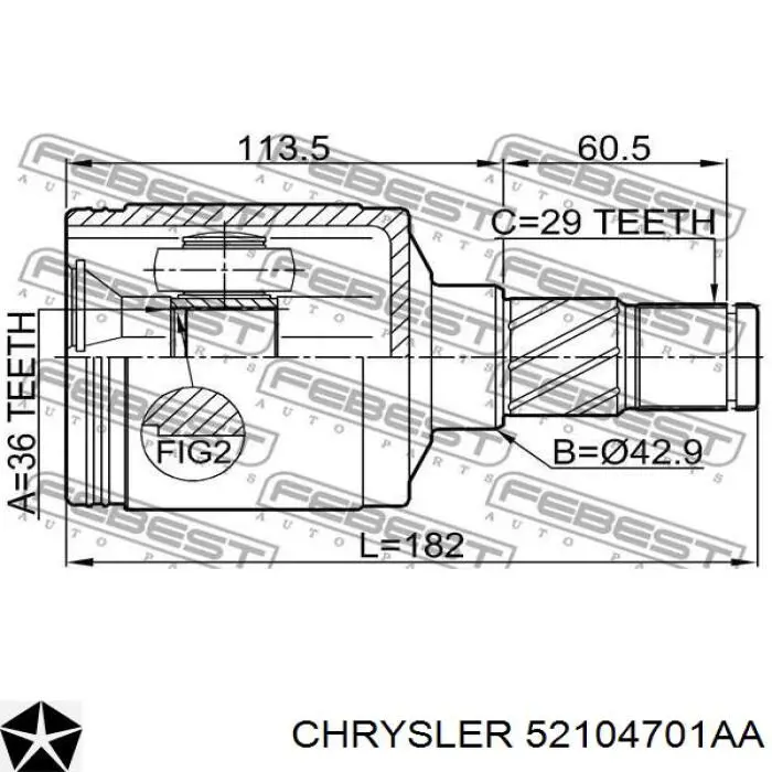 Привод передний левый Chrysler 52104701AA цена, от 69.07 USD
