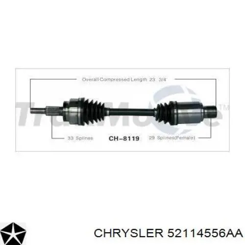 52114556AA Chrysler semieixo (acionador dianteiro)