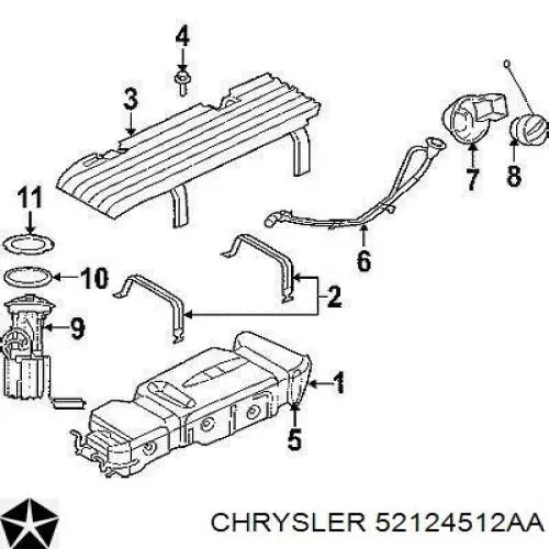 52124512AA Chrysler tampa (tampão do tanque de combustível)