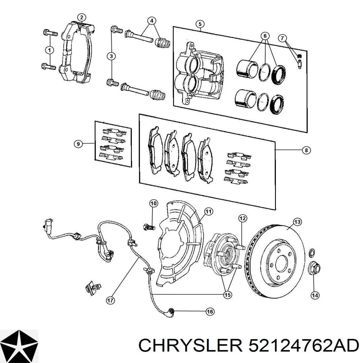 Передние тормозные диски 52124762AD Chrysler