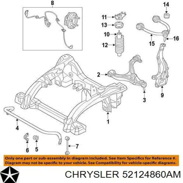 52124860AM Chrysler Подрамник передней подвески