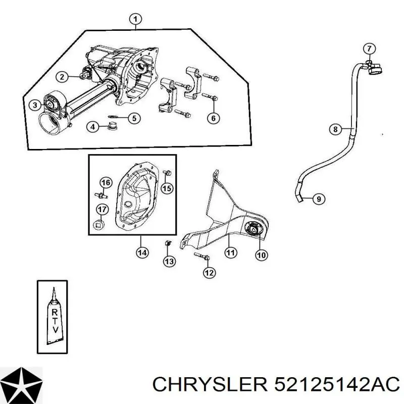 Сайлентблок траверсы крепления переднего редуктора Chrysler 52125142AC