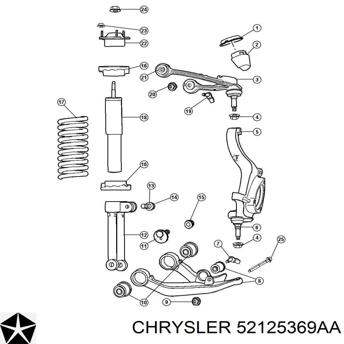 Сайлентблок переднего верхнего рычага CHRYSLER 52125369AA