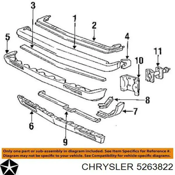 Купить 5263822 Chrysler Правый кронштейн крепления бампера заднего