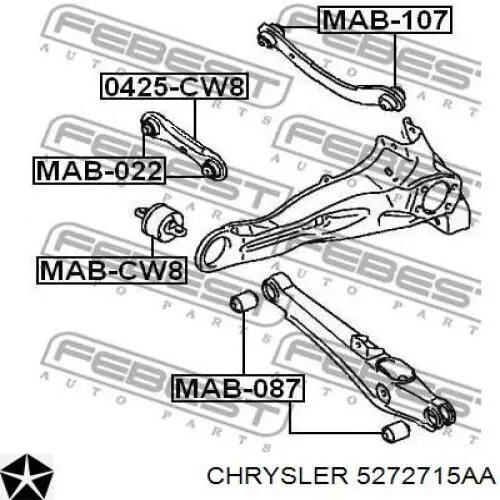 5272715AA Chrysler сайлентблок заднего продольного рычага передний
