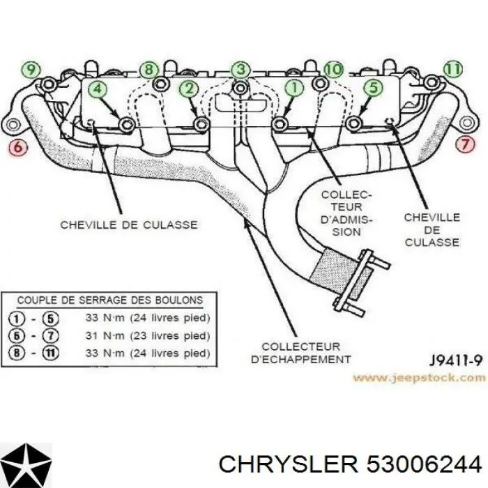 53006244 Chrysler tubo coletor de escape