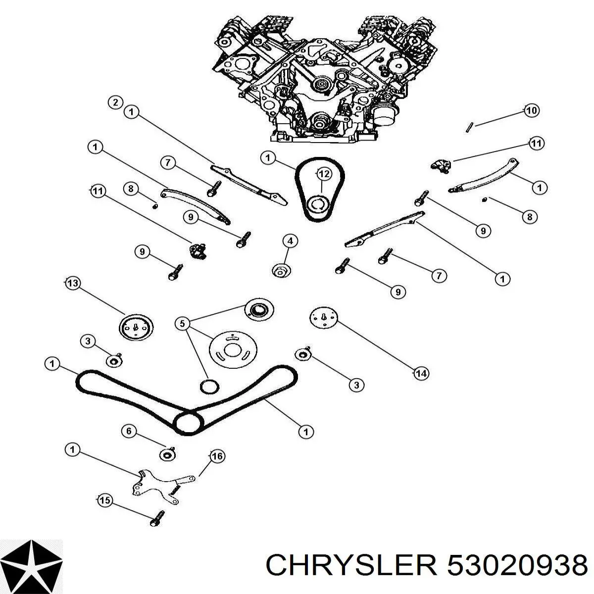 53020938 Chrysler звездочка-шестерня распредвала двигателя, левого