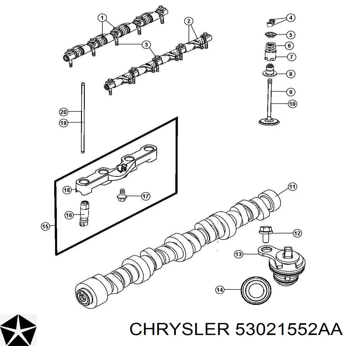 53021552AA Chrysler коромысло клапана (рокер впускной)