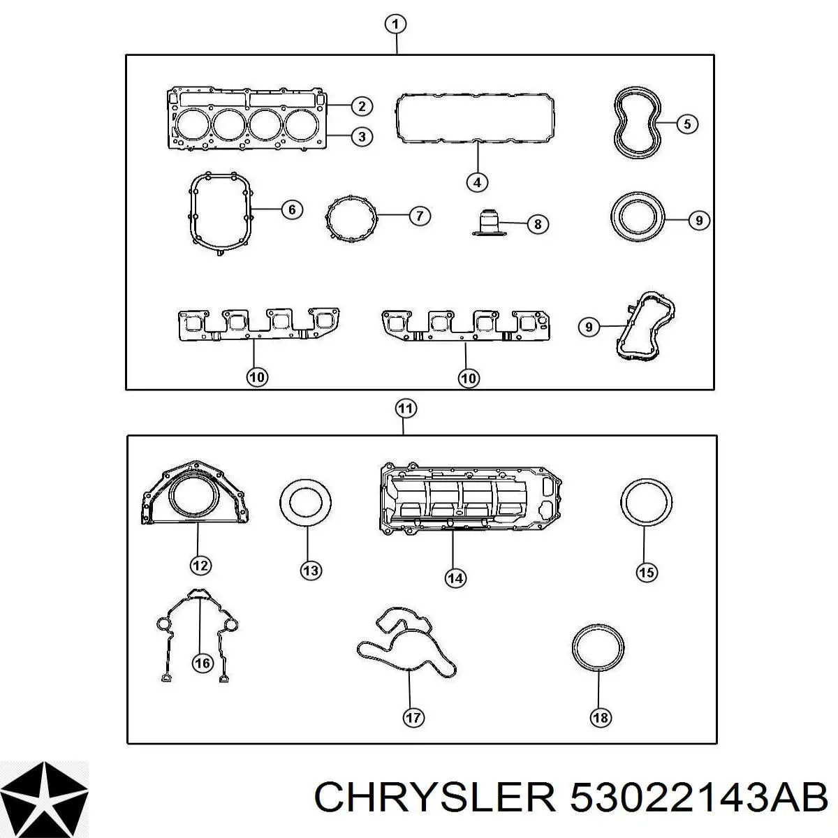 53022143AB Chrysler прокладка впускного коллектора