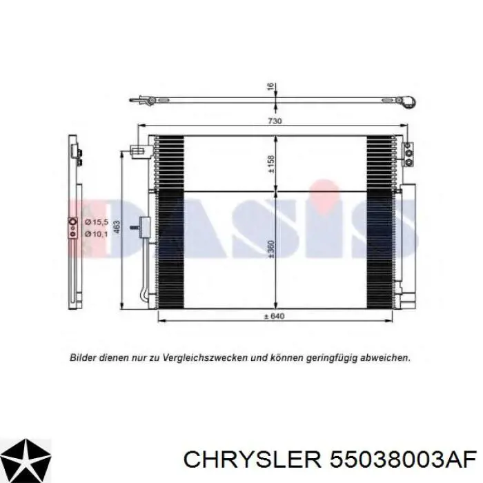 Купить 55038003AF Chrysler Радиатор системы охлаждения кондиционера