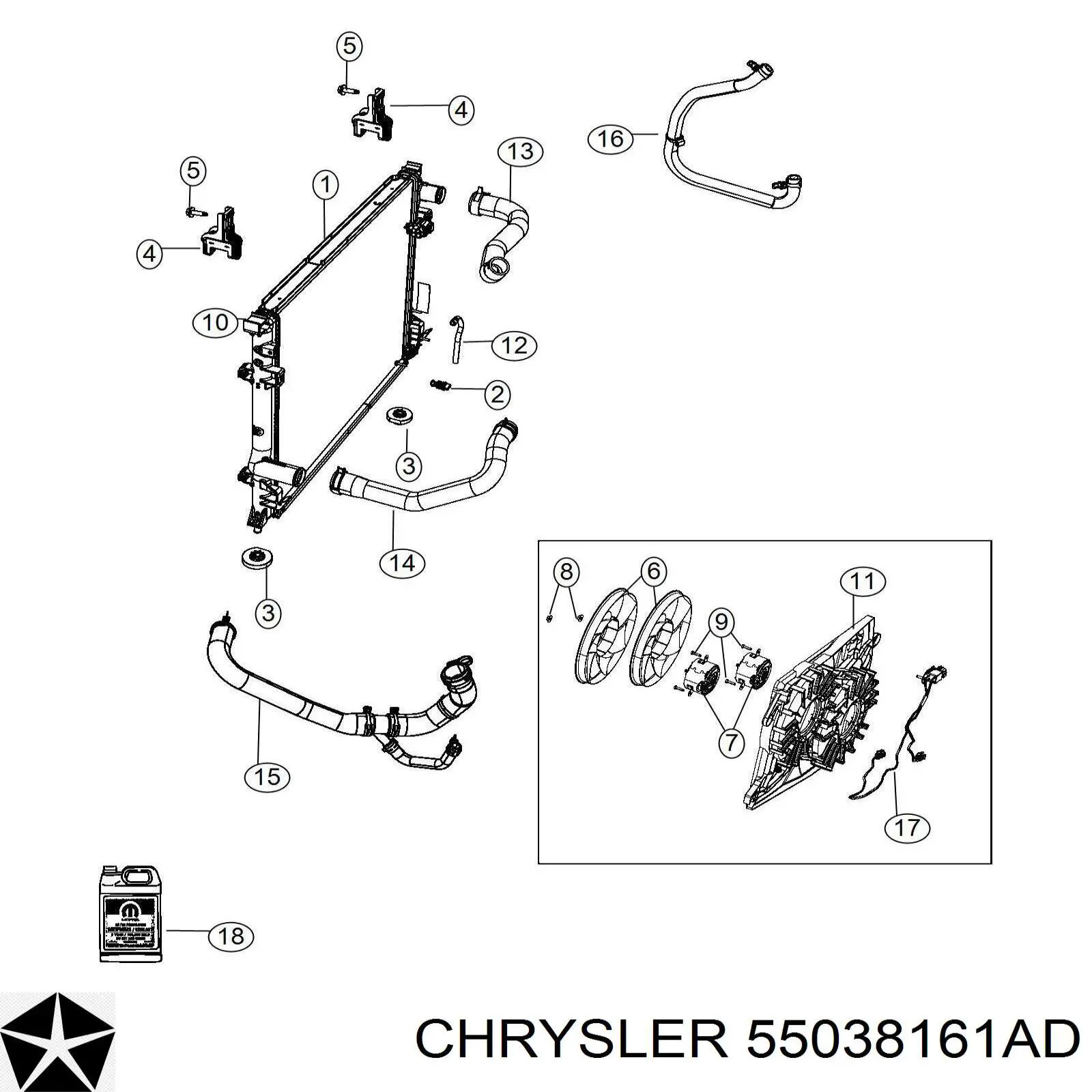 Шланг (патрубок) радиатора охлаждения нижний на Chrysler 300 C 