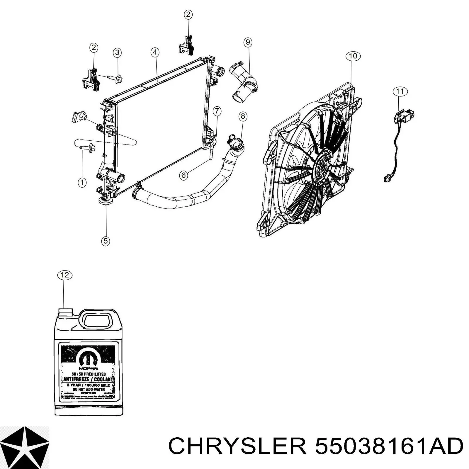 Купить 55038161AD Chrysler Шланг радиатора охлаждения нижний