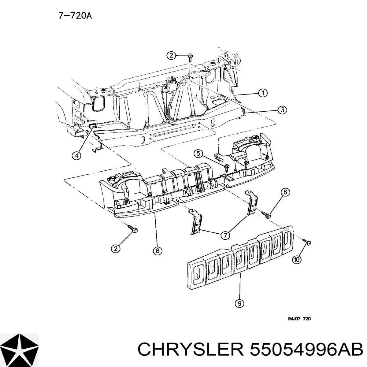 Рамка радиатора 55054996AB Chrysler