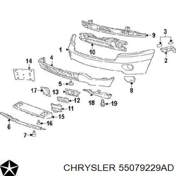 55079229AD Chrysler consola do pára-choque dianteiro esquerdo