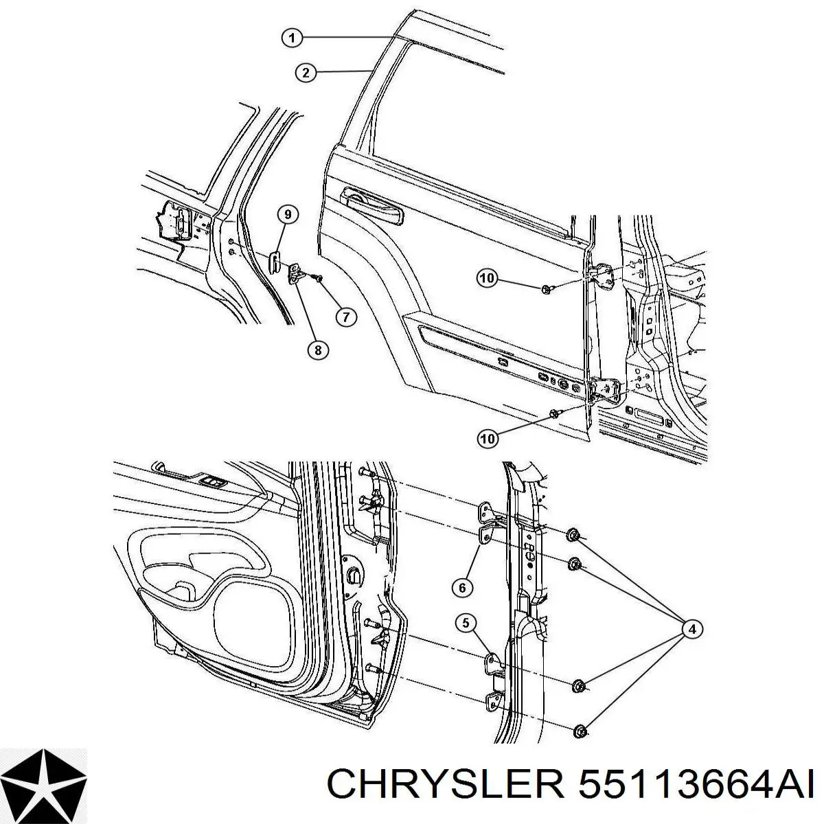 Купить 55113664AB Chrysler Завеса двери задней правой