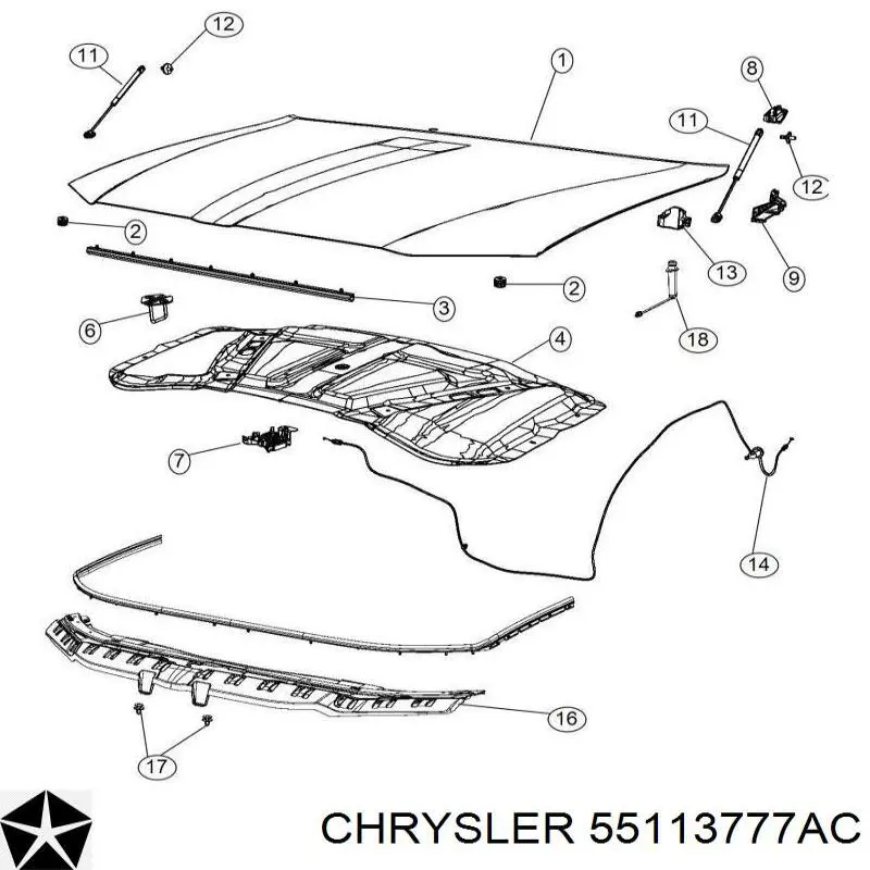 Амортизатор капота левый на Chrysler 300 SRT8 