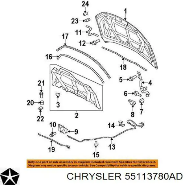 Купить 55113780AD Chrysler Замок капота