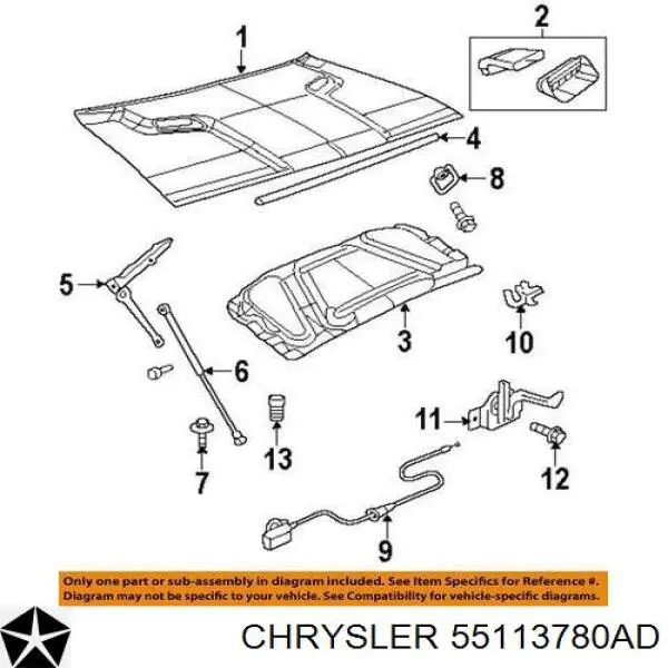 Замок капота 55113780AD Chrysler