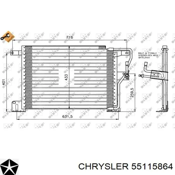 Конденсатор кондиционера Chrysler 55115864 цена, от 109.67 USD