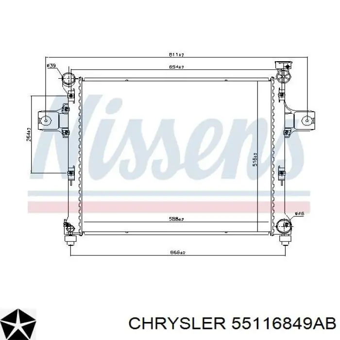 Радиатор 55116849AB Chrysler
