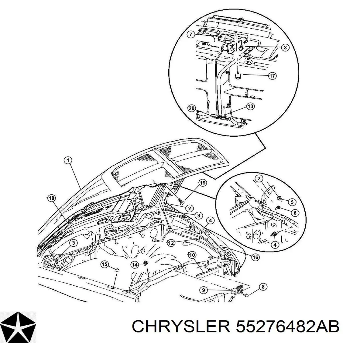Купить 55276482AB Chrysler Буфер (отбойник) капота