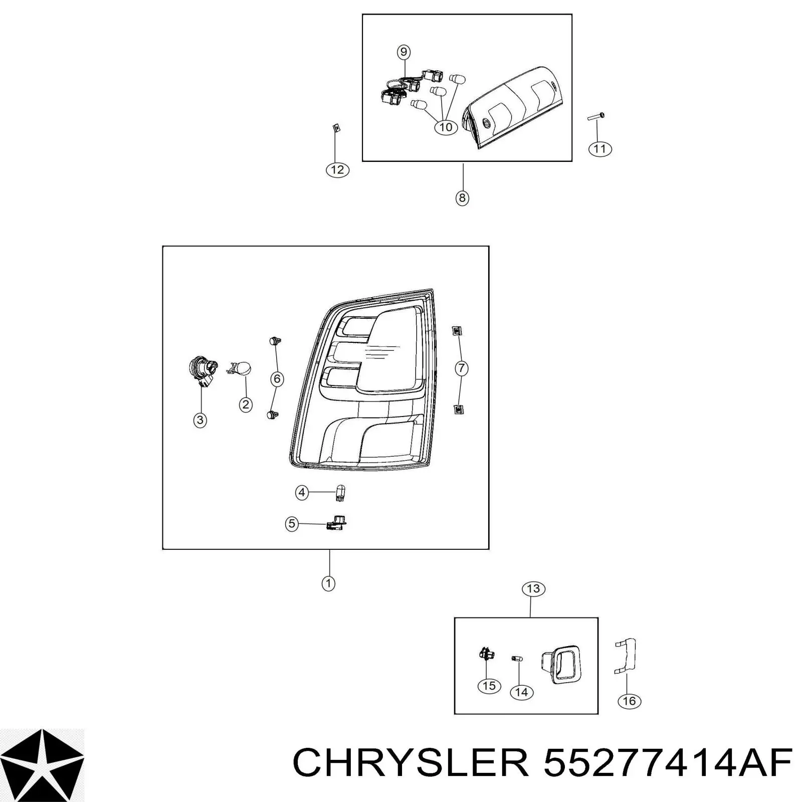 Фонарь задний правый 55277414AF Chrysler