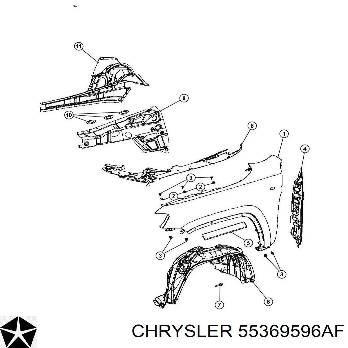 Боковая часть передняя правая Fiat/Alfa/Lancia K55369596AE цена, от 63.27 USD