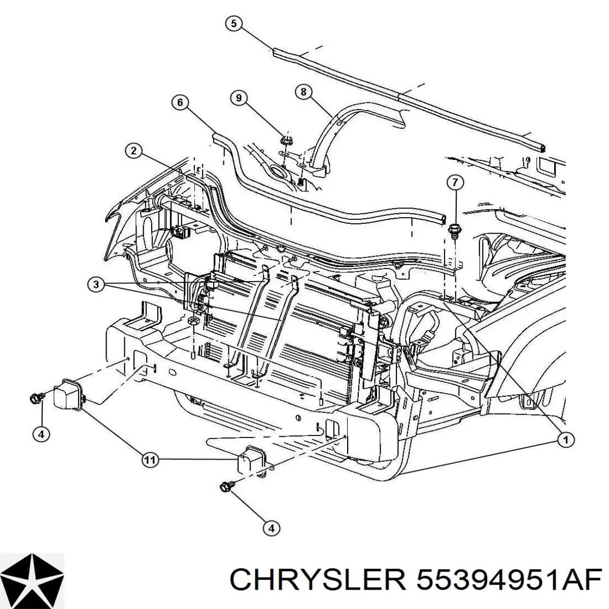 Купить 55394951AF Chrysler Монтажная панель крепления фар