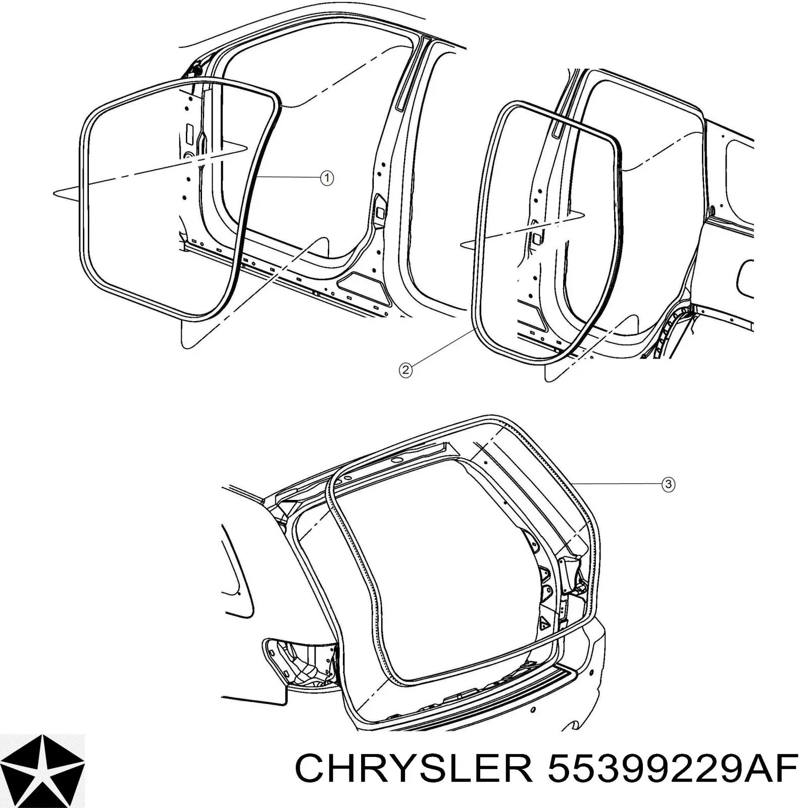 55399229AF Chrysler Уплотнитель задней 3/5-й двери
