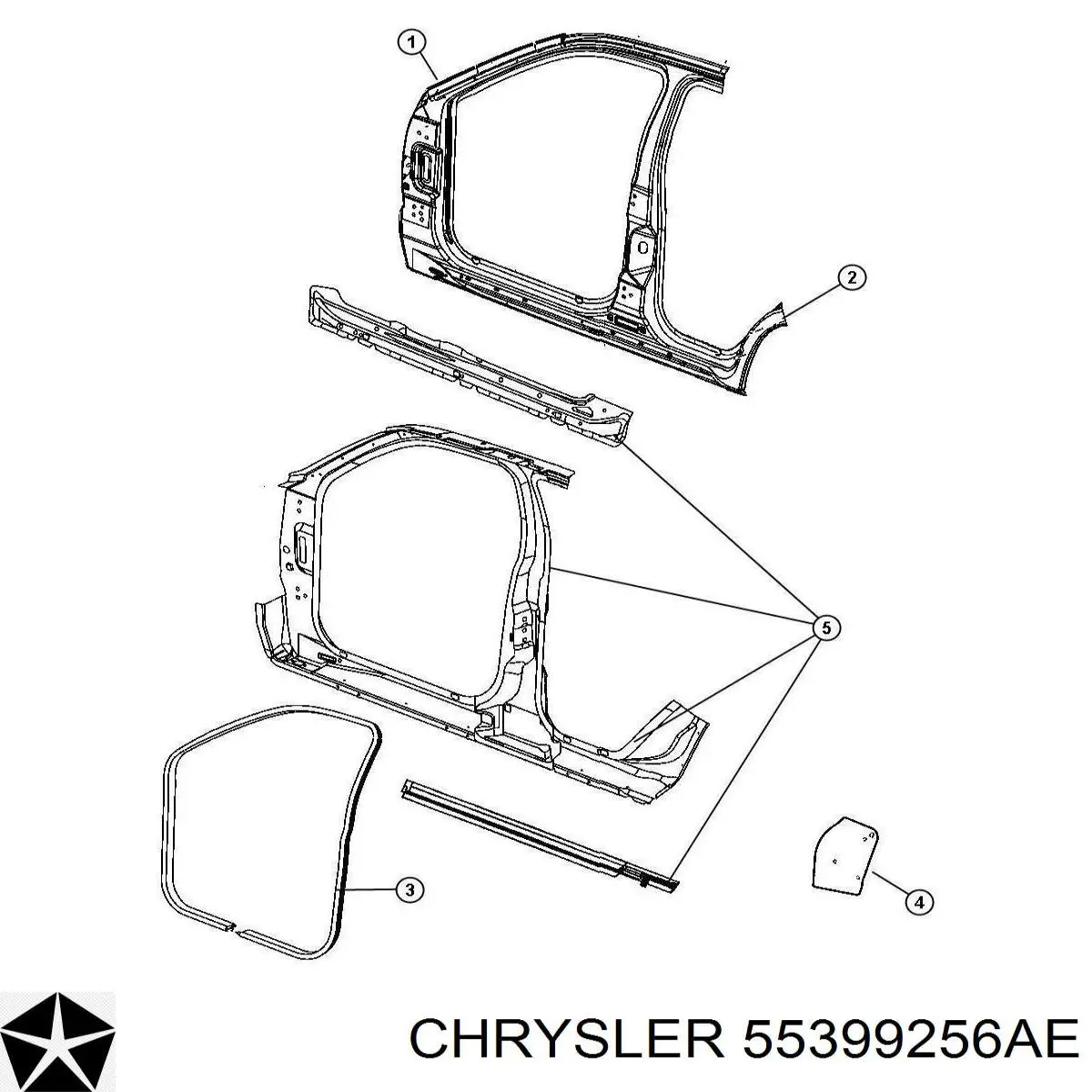 55399256AD Chrysler Уплотнитель двери передней (на кузове)