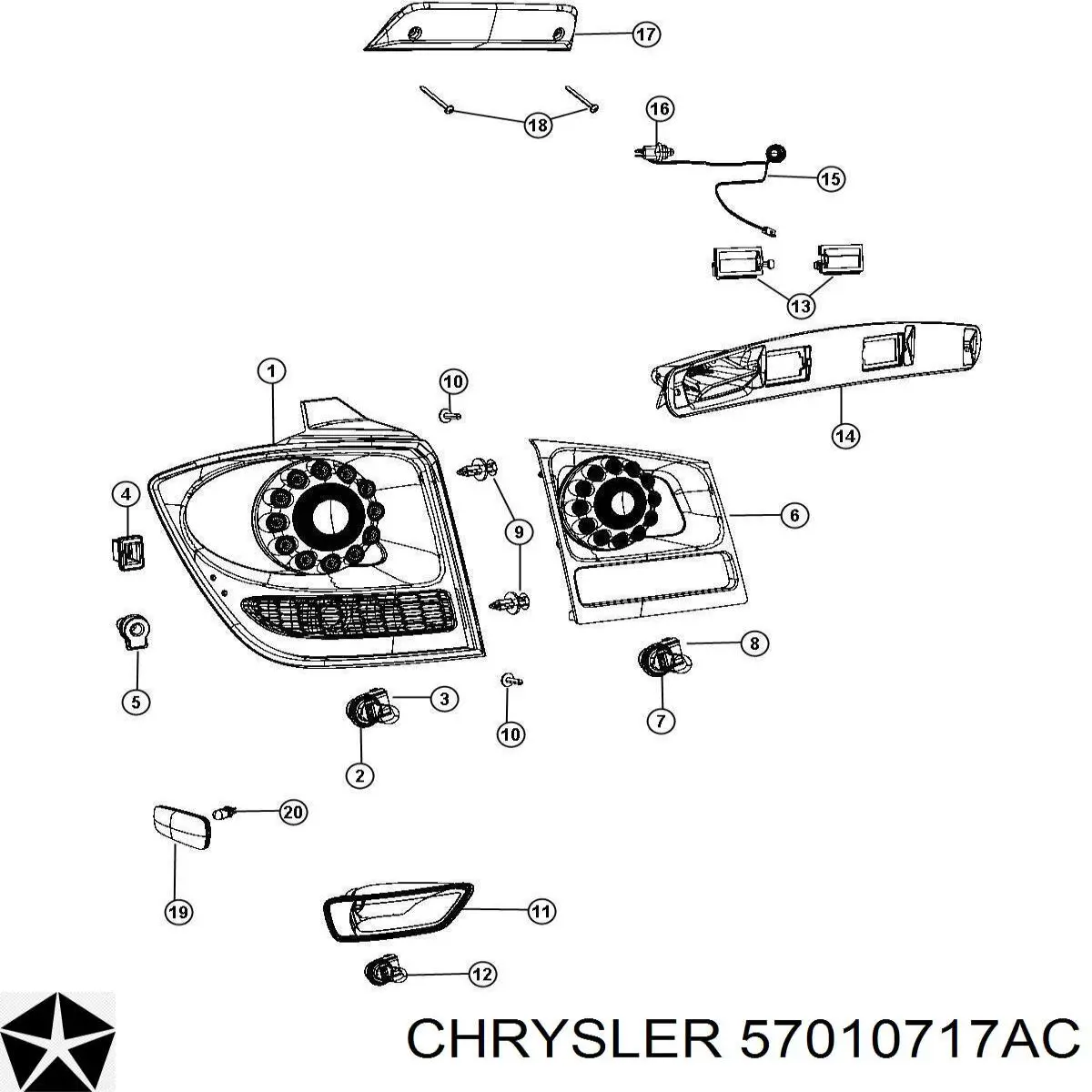 57010717AC Chrysler фонарь противотуманный задний левый