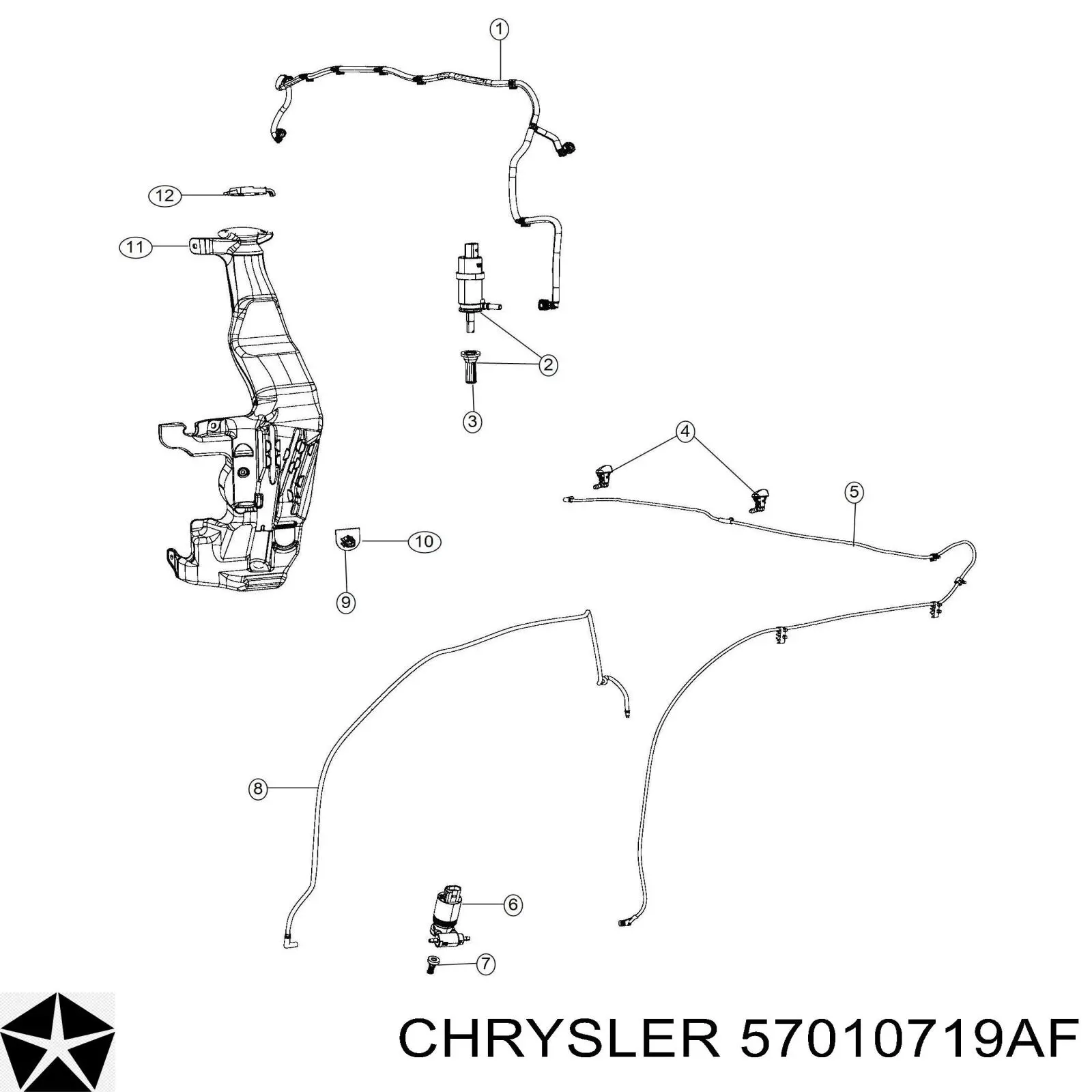 57010719AF Chrysler tanque de fluido para lavador de vidro