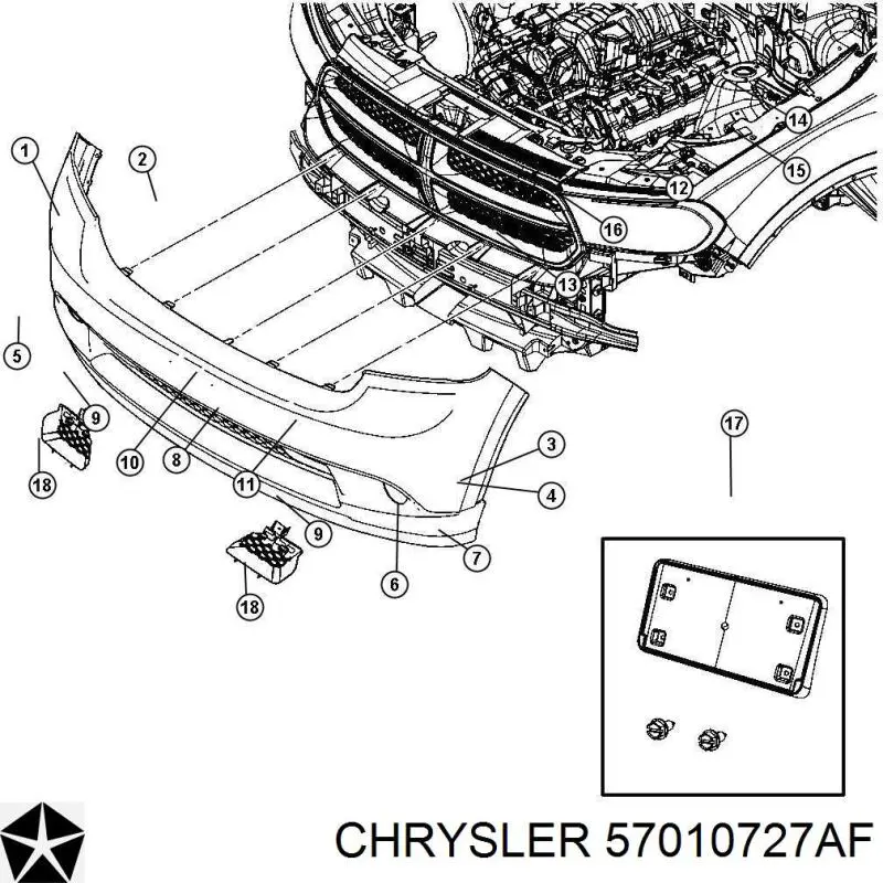 55079392AD Chrysler усилитель бампера переднего