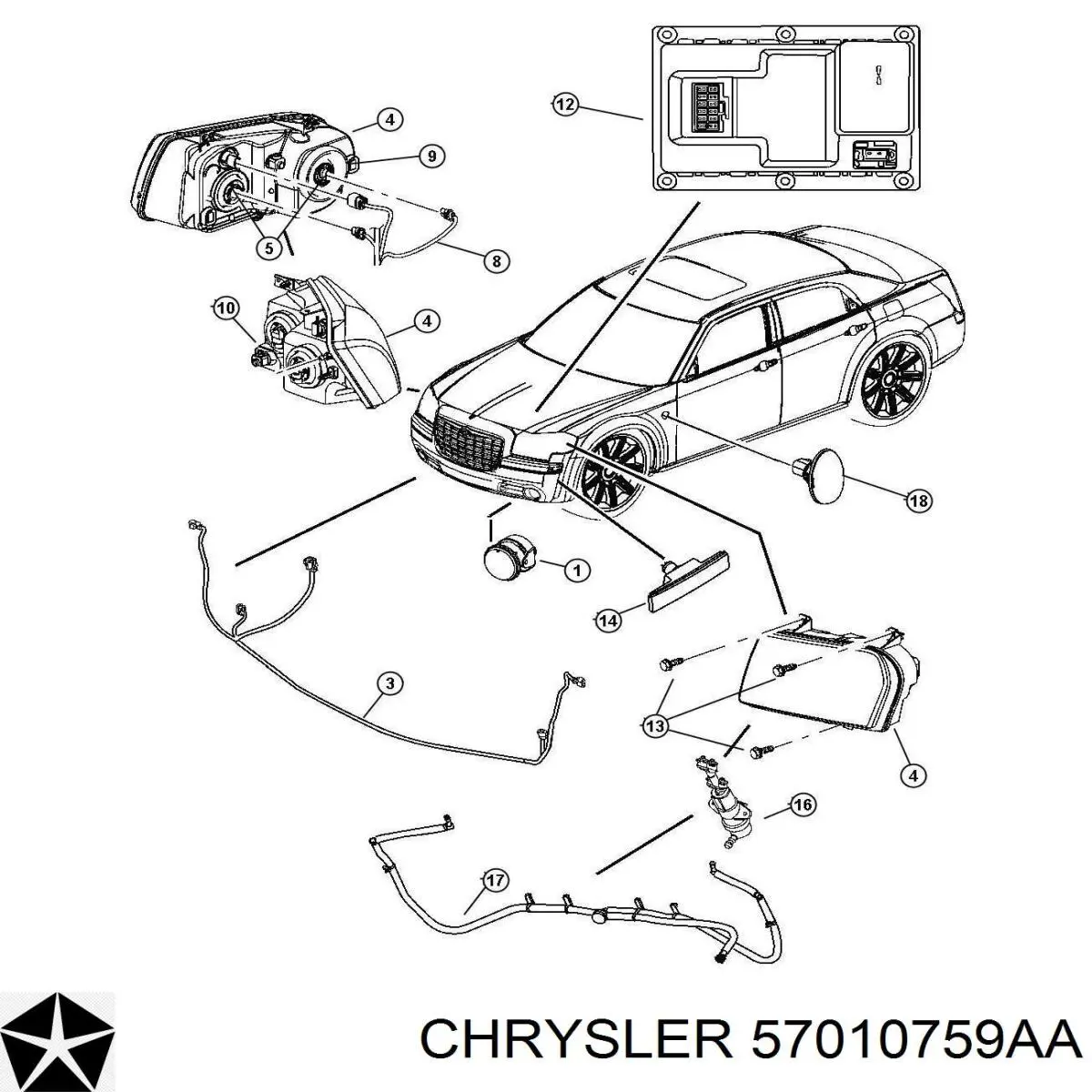 57010759AA Chrysler фара левая