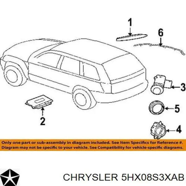 5HX08S3XAB Chrysler sensor traseiro de sinalização de estacionamento (sensor de estacionamento)