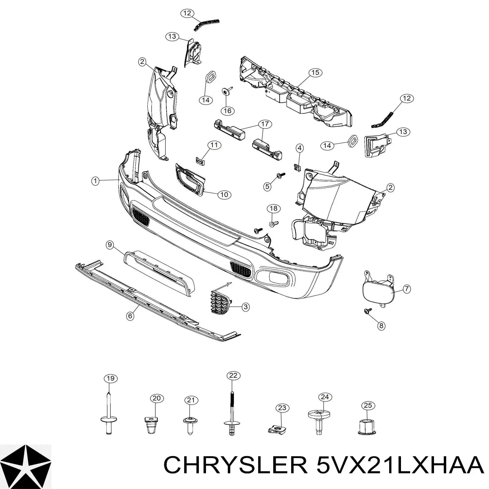 Купить 5VX21LXHAA Chrysler Задний бампер
