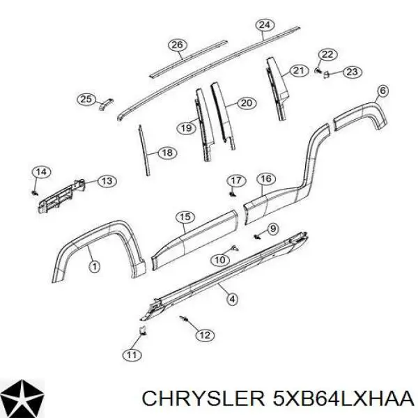 5XB64LXHAA Chrysler накладка крыла переднего правого