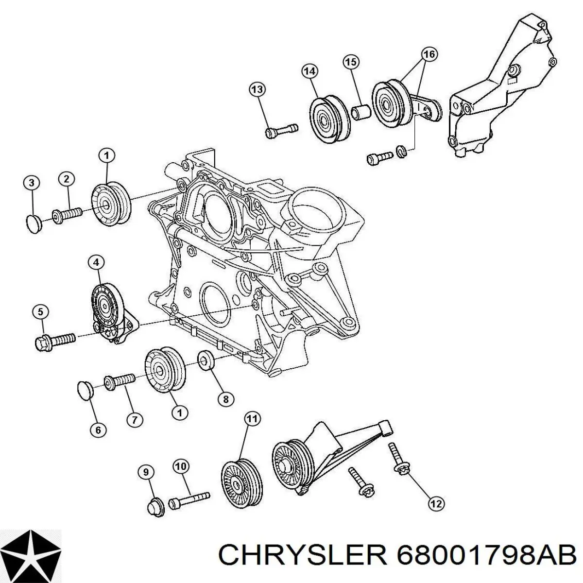 68001798AB Chrysler натяжитель приводного ремня