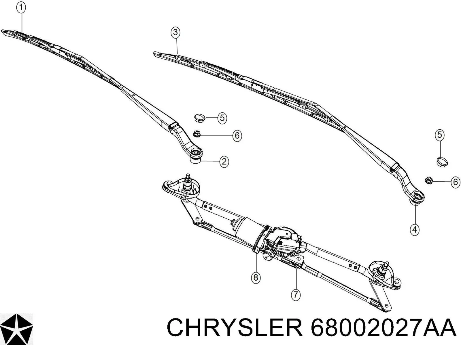 Рычаг-поводок стеклоочистителя лобового стекла 68002027AA Chrysler