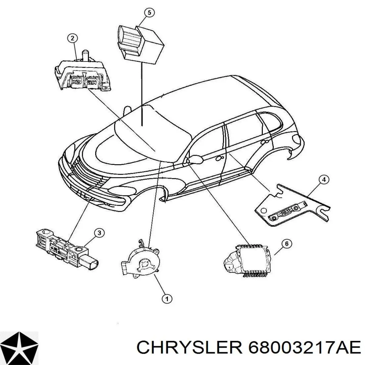 68003217AF Chrysler кольцо airbag контактное, шлейф руля
