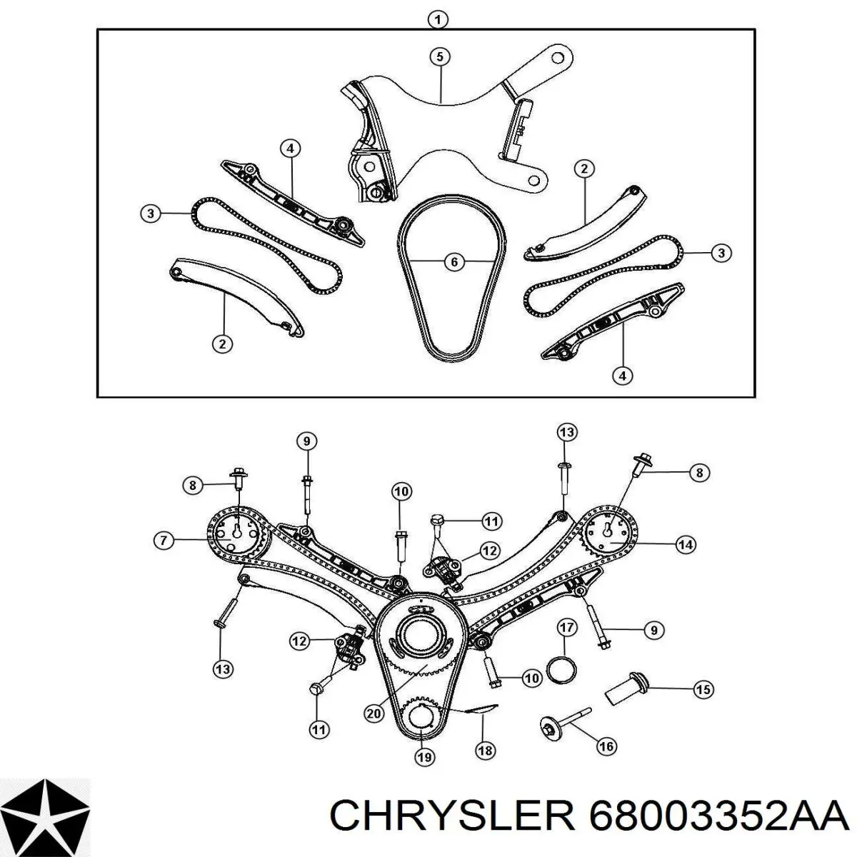 Купить K68003352AA Fiat/Alfa/Lancia Набор цепи грм