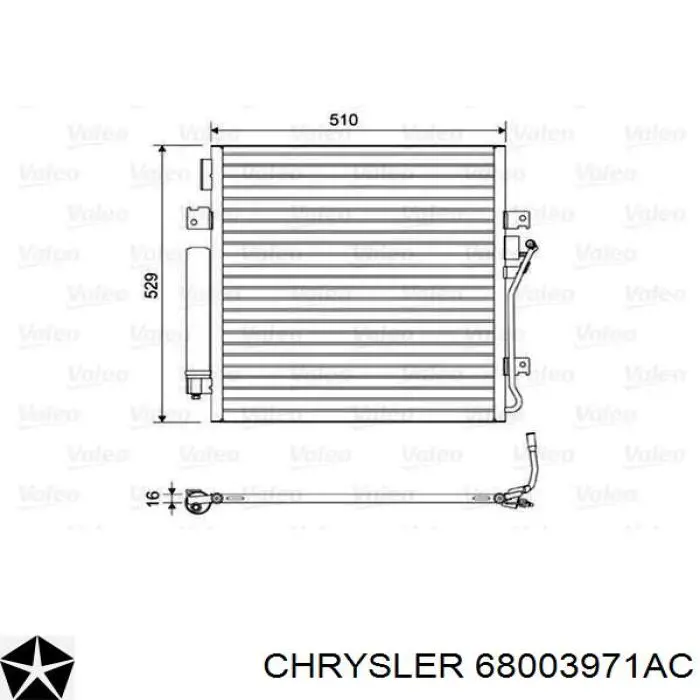 Радиатор кондиционера 68003971AC Chrysler
