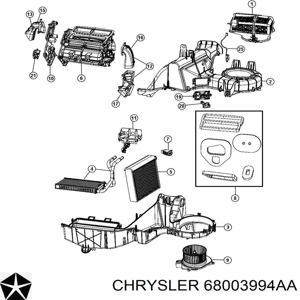 68003994AA Chrysler испаритель кондиционера