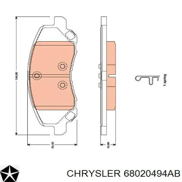 68020494AB Chrysler Колодки передние