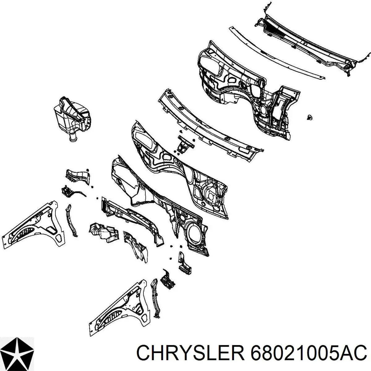 Купить 68021005AC Chrysler Водосток лобового стекла, жабо